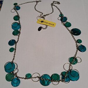 NWT new with tag Caracol blue turquoise necklace silver color metal chain